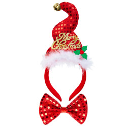 Mini čiapka Santa s motýlikom a zvončekom